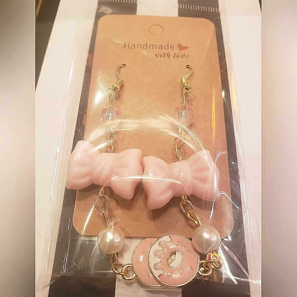 Handmade Bows & Donuts Cute Dangle Earrings - Picture 4 of 5